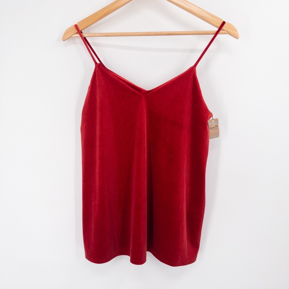NWT Whimsigoth Red Velvet Cami Tank Top S ‎ Spaghetti Strap Party Holiday Witchy